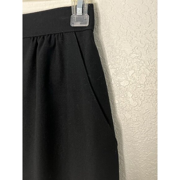 Hawksley & Wight Black Wool Skirt Sz 10 Fully Lined 100% Wool Back Slit Mature - Picture 3 of 11